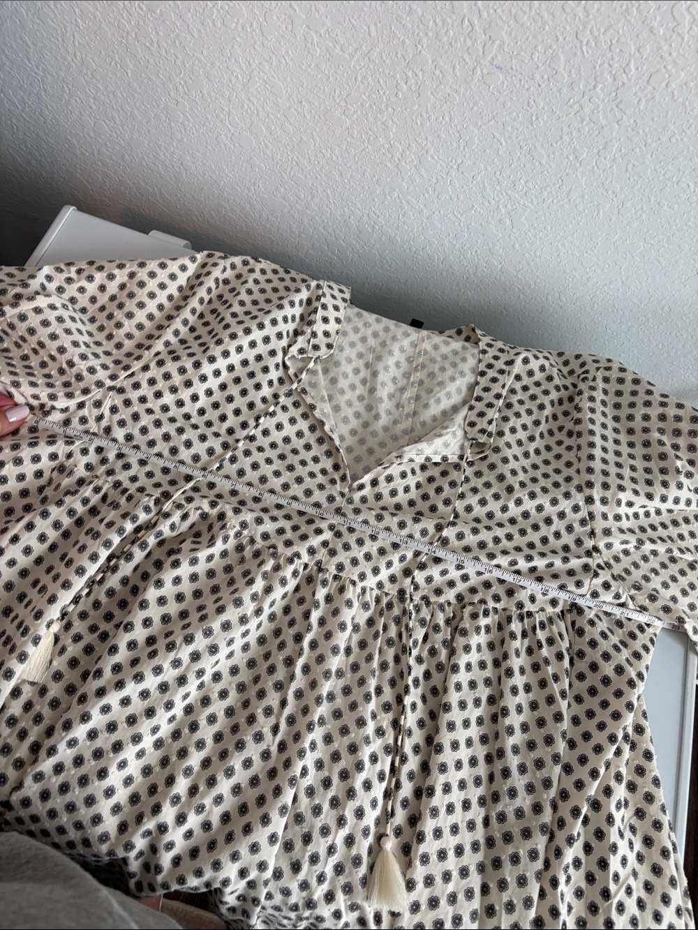 Cream Polka Dot Babydoll Dress - Picture 5 of 6